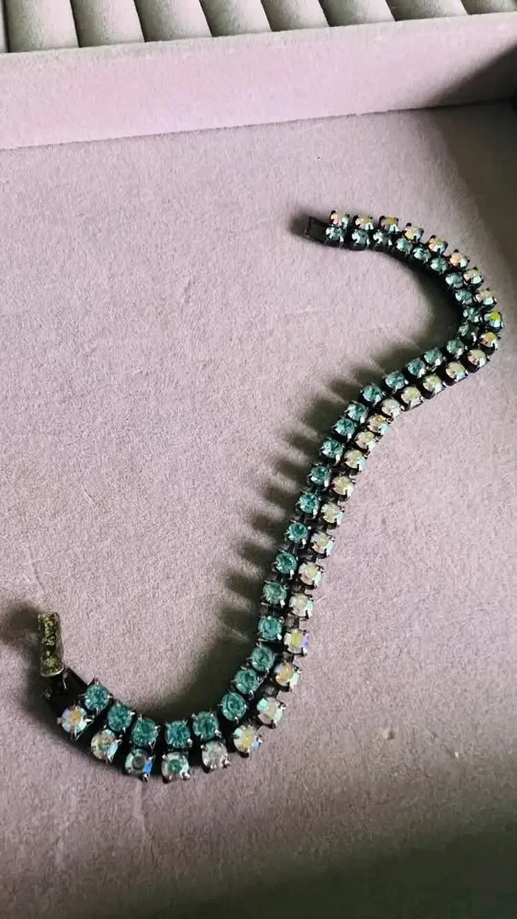 Vintage Double Row  Rhinestone Bracelet